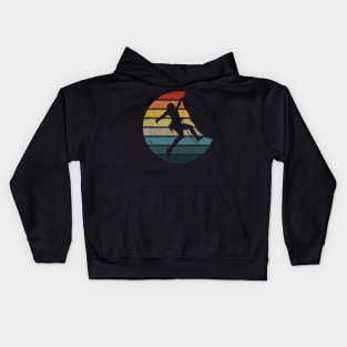 Bouldering Silhouette On A Distressed Retro Sunset graphic Kids Hoodie